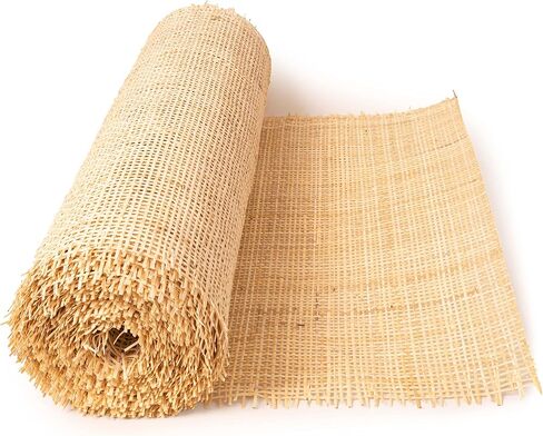 18" Width Square Rattan Cane Webbing Roll 2 Feet for Caning Projects Fine Radio Net Mesh Pre - Woven Open Mesh Cane Cane Webbing Sheet Natural Rattan Cane Webbing Roll for Cabinet Chair (2 Feet) in Kuwait
