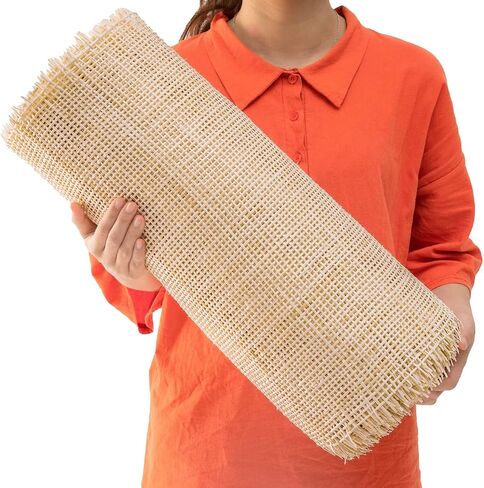 18" Width Square Rattan Cane Webbing Roll 2 Feet for Caning Projects Fine Radio Net Mesh Pre - Woven Open Mesh Cane Cane Webbing Sheet Natural Rattan Cane Webbing Roll for Cabinet Chair (2 Feet) in Kuwait