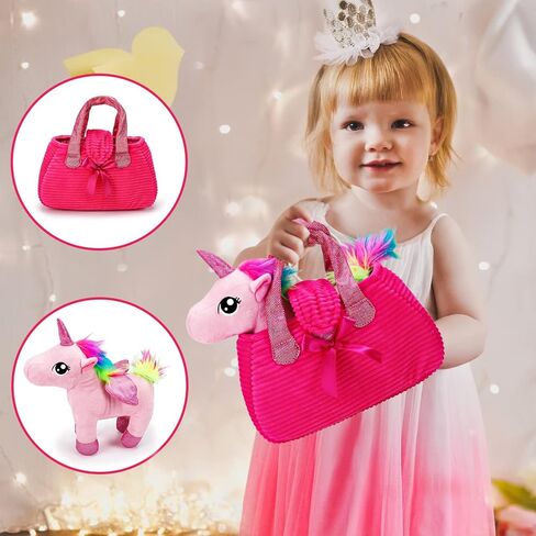 يونيكورن هدية مربع للفتيات يونيكورن أفخم لعبة الحيوانات الأليفة لعب المحفظة لمدة 3 4 5 6 سنوات من العمر الفتيات هدايا عيد ميلاد التظاهر اللعب ماكياج يونيكورن الحيوانات المحشوة للأطفال فتاة سن 2-4 5-6 6-8 عيد الفصح سلة الحشو in Kuwait