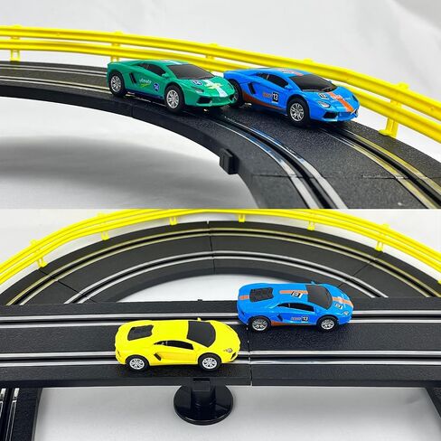 GINCHO High Speed Series Tram Dual Track Set, 8.2m Electric Track with 3 Vehicles Slot car Racing, Comes with 2 Hand Controls and Track Parts and a Lap Counter，Toys Gifts for 8 9 10 11 12 Boys Girls in Kuwait