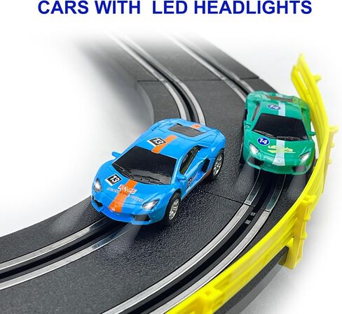 GINCHO High Speed Series Tram Dual Track Set, 8.2m Electric Track with 3 Vehicles Slot car Racing, Comes with 2 Hand Controls and Track Parts and a Lap Counter，Toys Gifts for 8 9 10 11 12 Boys Girls in Kuwait