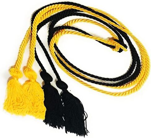 HEPNA Handmade Graduation Honor Cords, 2 PCS 68 Inch, (Black and Gold, 2 PCS) in Kuwait