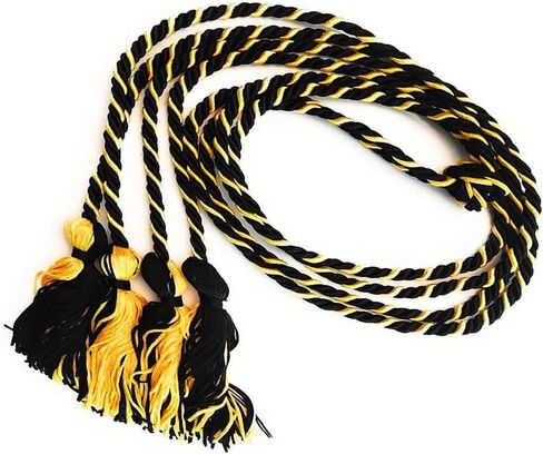 HEPNA Handmade Graduation Honor Cords, 2 PCS 68 Inch, (Black and Gold, 2 PCS) in Kuwait
