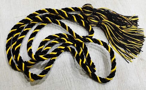 HEPNA Handmade Graduation Honor Cords, 2 PCS 68 Inch, (Black and Gold, 2 PCS) in Kuwait