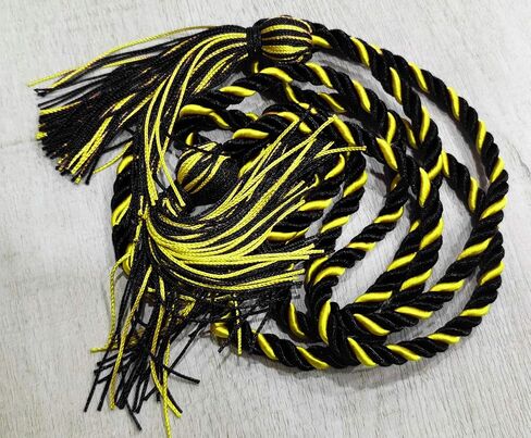 HEPNA Handmade Graduation Honor Cords, 2 PCS 68 Inch, (Black and Gold, 2 PCS) in Kuwait