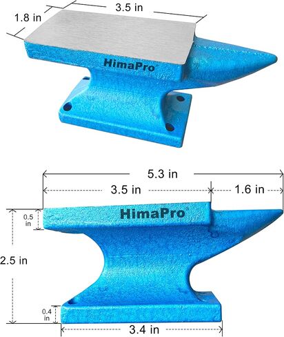 HimaPro سندان ذو قرن واحد للحدادة باللون الأزرق - سندان من الحديد الزهر - أداة رائعة للحدادة وختم المعادن (55 رطلاً) in Kuwait
