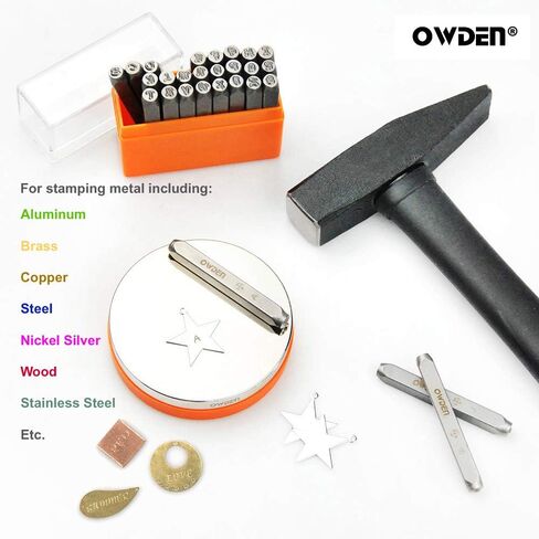اودين مجموعة خرامة حروف معدنية كبيرة احترافية (1/8 انش - 3 ملم)، خرامة ختم المجوهرات مع مجموعة مكعبات من الستيل، مجموعة ختم حروف معدنية لصنع المجوهرات. in Kuwait