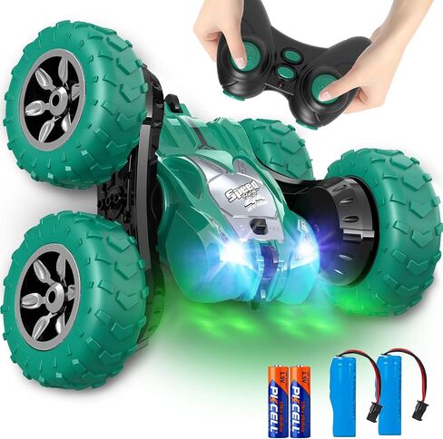 AFUNX RC Stunt Cars، سيارة تحكم عن بعد مزدوجة الجوانب تدور 360 درجة 4WD 2.4 جيجا هرتز لعبة سيارة قابلة لإعادة الشحن مع مصابيح أمامية للأماكن الخارجية والداخلية للأطفال من سن 6 إلى 12 عامًا للأطفال والبنات والأولاد هدية عيد الميلاد، باللون الوردي in Kuwait