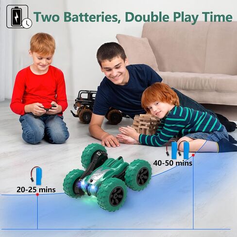 AFUNX RC Stunt Cars، سيارة تحكم عن بعد مزدوجة الجوانب تدور 360 درجة 4WD 2.4 جيجا هرتز لعبة سيارة قابلة لإعادة الشحن مع مصابيح أمامية للأماكن الخارجية والداخلية للأطفال من سن 6 إلى 12 عامًا للأطفال والبنات والأولاد هدية عيد الميلاد، باللون الوردي in Kuwait