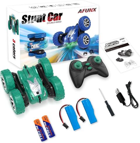 AFUNX RC Stunt Cars، سيارة تحكم عن بعد مزدوجة الجوانب تدور 360 درجة 4WD 2.4 جيجا هرتز لعبة سيارة قابلة لإعادة الشحن مع مصابيح أمامية للأماكن الخارجية والداخلية للأطفال من سن 6 إلى 12 عامًا للأطفال والبنات والأولاد هدية عيد الميلاد، باللون الوردي in Kuwait