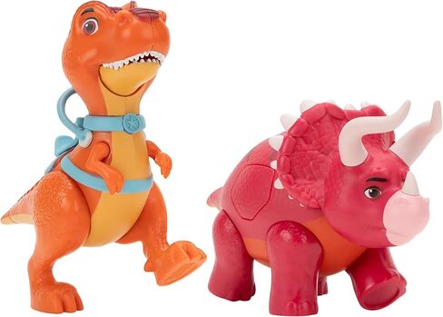 Dino Ranch Deluxe Dino 2-Pack - Features Biscuit, a 5-Inch Toy T-Rex, and Angus, a 4-Inch Toy Triceratops - for Kids Featuring Your Favorite Pre-Westoric Ranchers in Kuwait