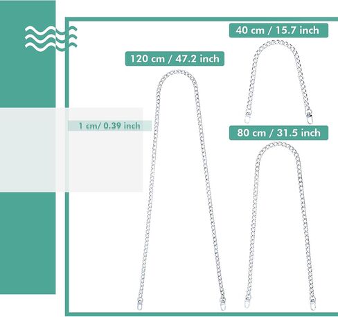 Waydress Replacement Purse Chain Strap Flat Chains Iron Bag Chains Shoulder Straps Purse Link Chains, with Metal Slide Hook Buckles for DIY Handbags Craft, 47.2'' 31.5'' 15.7'' (Gold,Classic Style) in Kuwait