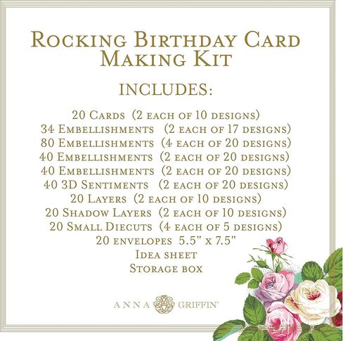 مجموعة صنع بطاقات عيد الميلاد الهزاز من آنا جريفين - مستلزمات صناعة البطاقات DIY للبالغين - دعوة عيد ميلاد ، معايدة عيد ميلاد - تصنع 20 بطاقة - 13 سم × 19 سم in Kuwait