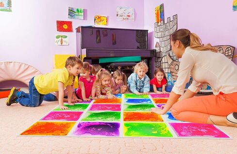 12 Inch X 12 Inch Colorful Liquid Floor Tile Mat for Kids, Bright Blue, ASTM, BS EN71, CPSIA Certified in Kuwait