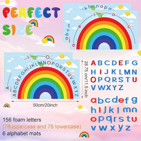 Double Sided Rainbow Play Alphabet Arch Mats Colorful Foam Letters ABC Educational Alphabet for Alphabet Recognition Activity Baby Toddlers Kids (2 Pcs) in Kuwait