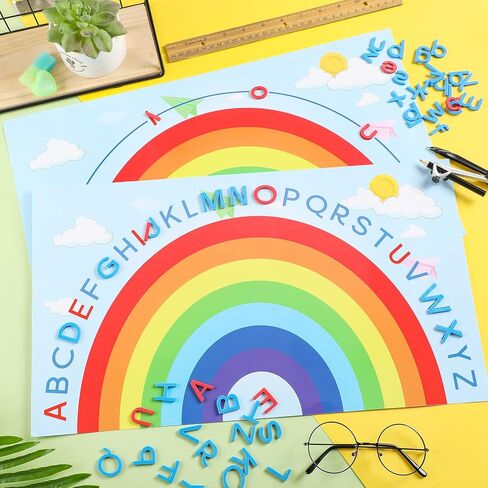 Double Sided Rainbow Play Alphabet Arch Mats Colorful Foam Letters ABC Educational Alphabet for Alphabet Recognition Activity Baby Toddlers Kids (2 Pcs) in Kuwait