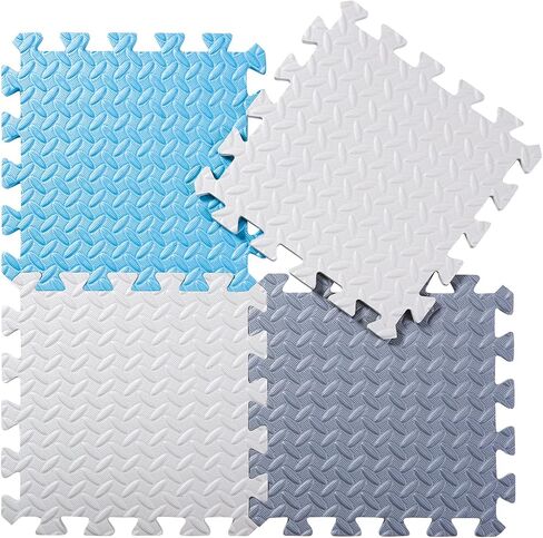 16 Tiles Foam Play Mat, Soft & Safe EVA Foam Mats for Floor, Square Play Mat, Kids Foam Puzzle Floor Mat, 47x47 Play Mat for Playpen(Dark Blue/Gray Blue/Light Blue/Blue) in Saudi Arabia