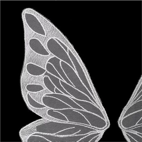 1 Pair Butterfly Lace Applique, Embroidered Trim Applique Patches Decor Bridal Wedding Dress Decoration (White) in Kuwait