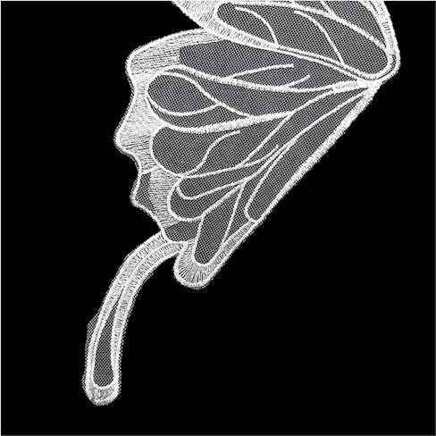 1 Pair Butterfly Lace Applique, Embroidered Trim Applique Patches Decor Bridal Wedding Dress Decoration (White) in Kuwait