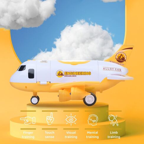ألعاب طائرة TOYTHRILL لعمر 3 سنوات مع سيارات لعبة - طائرة لعبة للأطفال الصغار مع تأثير رذاذ نفاث LED وامض، سجادة لعب، أضواء وأصوات - مجموعة ألعاب طائرة شحن للأولاد والبنات بعمر 3 سنوات فما فوق in Kuwait