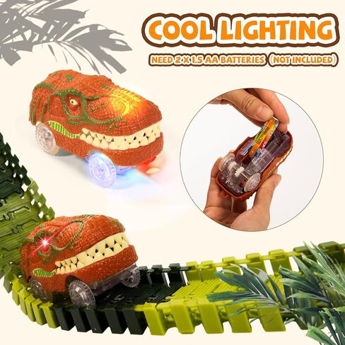 ألعاب الديناصورات للأولاد، ألعاب الديناصورات مسار سيارة السباق مع صندوق تخزين وبساط اللعب، 19 شخصية دينو 1 سيارة سباق رائعة للأولاد من عمر 3 4 5 6 سنوات هدايا عيد الميلاد (إصدار خاص) in Kuwait