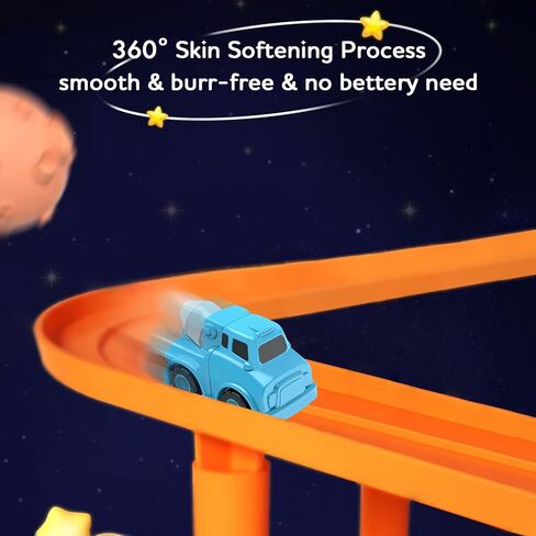 لعبة مغامرة السيارة للأطفال الصغار - لعبة مسار سباق السيارات مع سيارتين صغيرتين - مجموعة لعب سيارة إنقاذ مدينة الفضاء - المهارات الحركية الدقيقة - ألعاب تعليمية لمرحلة ما قبل المدرسة للأطفال 3 4 5 6 أولاد وبنات (صغيرة) in Kuwait