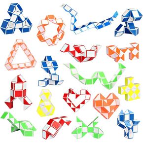 Ganowo 18 Pack Fidget Snake Cube Mini Twist PuzzleToys for Kids Teens Stocking Stuffer, Birthday Party Favors, Goodie Bags Fillers, Classroom Rewards, Random Colors