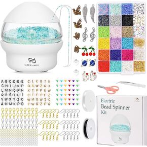 PP OPOUNT Electric Seed Bead Spinner with 1500 PCS Mixed Color Beads Set for Jewelry Making, DIY Bracelets and Necklaces (Patent)