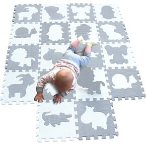 MQIAOHAM® Children Foam Play mat Baby mats for Floor Sensory Babies Carpet Kids Animals Childrens Rug Jigsaw playmats Rugs Soft Tiles Crawling Animal Crawl White Black Grey P051HBH