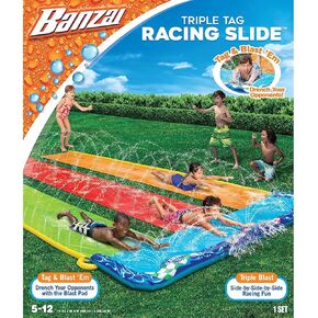 BANZAI 16 Feet Triple Tag Racing Water Slide - Side-by-Side-by-Side Racing Fun! in Kuwait