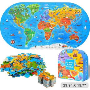 Mideer Dinosaur Puzzles for Kids Ages 3-5, 104pcs Large Size Jigsaw Puzzles with Hand-held Gift Box, Preschool Learning & Education Toys, Dinosaur Floor Puzzles for Kids Age 4-8