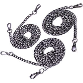 Swpeet 3Pcs Gold Luxury Fashion 47 Inche Replacement Flat Chain Strap with Buckles Set, Perfect for DIY Metal Shoulder Cross Body Bag Hand Bag Purse Replacement