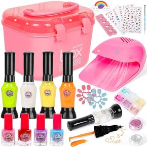 Kids Nail Polish Set For Girls, Nail Art Kit Toys for Girls Age 6-8-12, Kids Nail Kit for Girls Ages 7-12, Kids Nail Set Birthday Christmas Princess Gifts Toys for 6 7 8 9 10 11 12 Year Old Girls