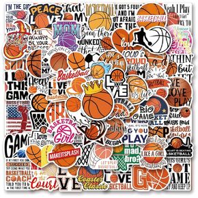 Basketball Stickers 100PCS Sports Basketball Stickers for Water Bottles,Basketball Notebook,Basketball Gifts for Boys/Girls,Basketball Gifts for Teen Boys(Basketball Stickers-1) in Kuwait