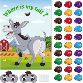ASTARON Pin The Farm Animal Party Game لوازم حفلات أعياد الميلاد لحيوانات المزرعة، 60 قطعة من ملصقات الحيوانات مقاس 21 بوصة × 28 بوصة، ملصقات عيد الميلاد في الفصل الدراسي وألعاب ما قبل المدرسة التعليمية للأطفال لتزيين جدران المنزل in Kuwait