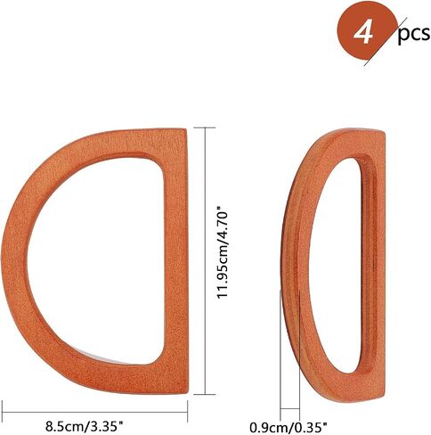 PH PandaHall 4pcs Wooden Bag Handle Replacement D Shape Handbag Purse Handle Purse Making Supplies for Handmade Beach Bag Crochet Handbags Straw Bag Purse Handles in Saudi Arabia