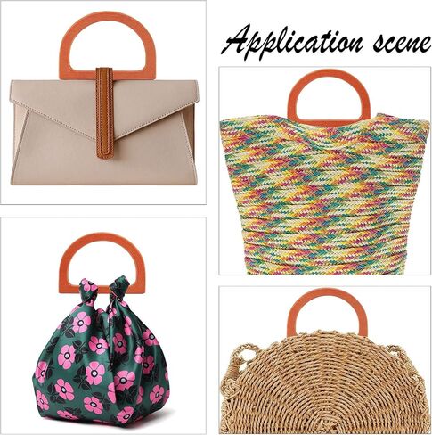 PH PandaHall 4pcs Wooden Bag Handle Replacement D Shape Handbag Purse Handle Purse Making Supplies for Handmade Beach Bag Crochet Handbags Straw Bag Purse Handles in Saudi Arabia