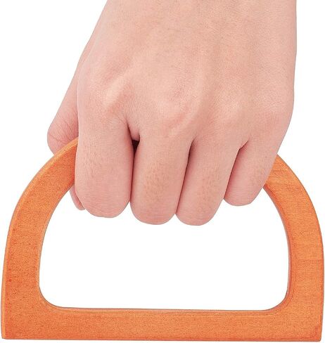 PH PandaHall 4pcs Wooden Bag Handle Replacement D Shape Handbag Purse Handle Purse Making Supplies for Handmade Beach Bag Crochet Handbags Straw Bag Purse Handles in Saudi Arabia