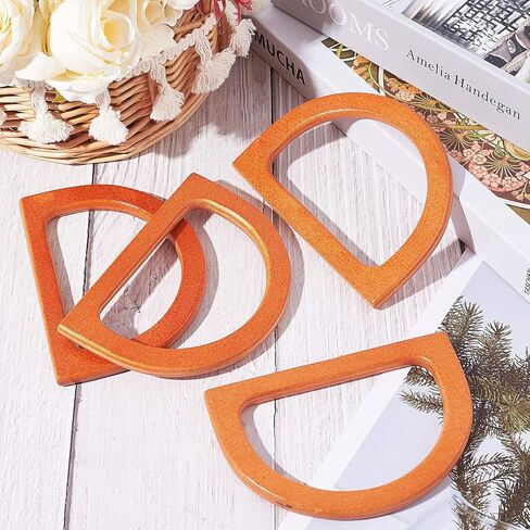PH PandaHall 4pcs Wooden Bag Handle Replacement D Shape Handbag Purse Handle Purse Making Supplies for Handmade Beach Bag Crochet Handbags Straw Bag Purse Handles in Saudi Arabia