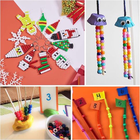 Pony Beads 3600 Pcs 6x9mm Multi-Colored Plastic Craft Beads Set, Bulk Rainbow Hair Beads 24 Assorted Colors for DIY Crafting Jewelry Making Kandi Bracelets in Kuwait