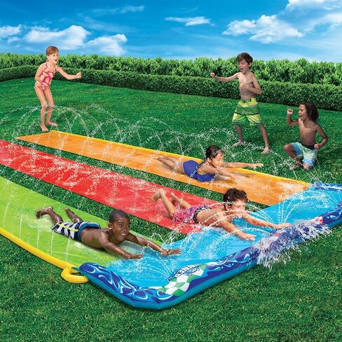 BANZAI 16 Feet Triple Tag Racing Water Slide - Side-by-Side-by-Side Racing Fun! in Kuwait
