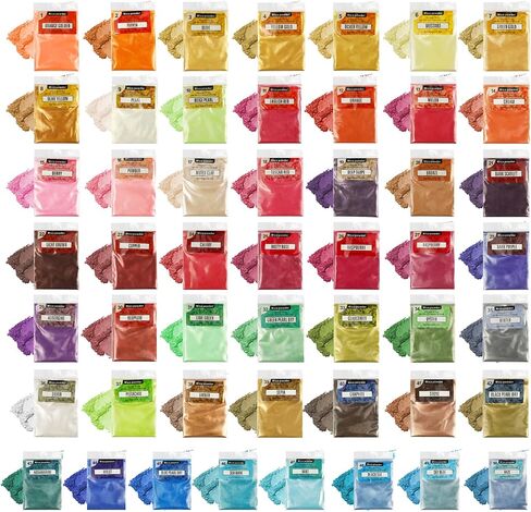 Mica Powder for Epoxy Resin: 50 Colors Pearlescent Pigment Powder for Soap Making/Epoxy Resin/Lip Gloss/Slime/Candle Making/Car Freshies in Saudi Arabia