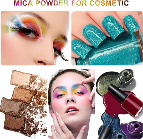 Mica Powder for Epoxy Resin: 50 Colors Pearlescent Pigment Powder for Soap Making/Epoxy Resin/Lip Gloss/Slime/Candle Making/Car Freshies in Saudi Arabia