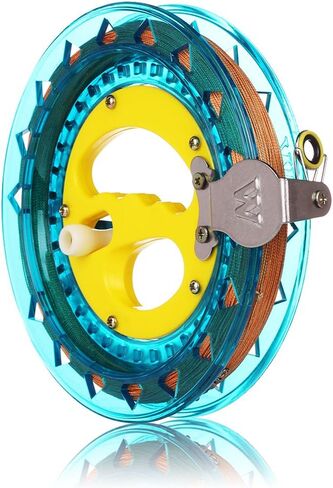HappyToy Kite Reel Winder Kite String Handle Reel [Lock-on] with Line - 1000ft Durable String (Blue - Yellow) in Kuwait