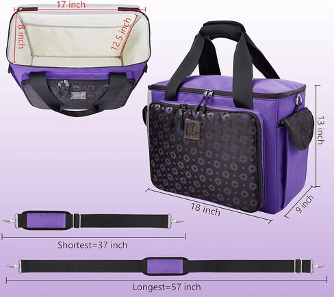 حقيبة ماكينة الخياطة مع سحابات واي كيه كيه، حقيبة حمل ماكينة الخياطة مع 16 قطعة من الحقائب العملية، متوافقة مع معظم ماكينات الخياطة القياسية., بنفسجي, نوبل in Kuwait