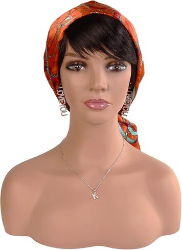 ستوديو ليمتد راس مانيكان واقعي 17 انش من بلاستيك PVC مع اكتاف الجزء العلوي من الجسم للنساء، راس مانيكان لعرض المكياج والرموش للشعر المستعار والقبعات والاوشحة والمجوهرات in Kuwait