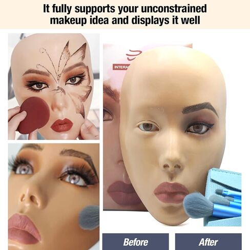ستوديو ليمتد راس مانيكان واقعي 17 انش من بلاستيك PVC مع اكتاف الجزء العلوي من الجسم للنساء، راس مانيكان لعرض المكياج والرموش للشعر المستعار والقبعات والاوشحة والمجوهرات in Kuwait