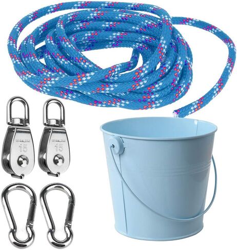 ملحقات بيت الشجرة من فوكون للأطفال، بكرة مع كابل دلو، ملحقات مسرح الأطفال، بكرات للأطفال، ملحقات سفينة القراصنة في الهواء الطلق، ملحقات ألعاب بيت اللعب، دلو لبيت الشجرة (أزرق) in Kuwait