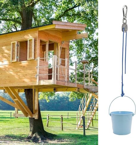 ملحقات بيت الشجرة من فوكون للأطفال، بكرة مع كابل دلو، ملحقات مسرح الأطفال، بكرات للأطفال، ملحقات سفينة القراصنة في الهواء الطلق، ملحقات ألعاب بيت اللعب، دلو لبيت الشجرة (أزرق) in Kuwait