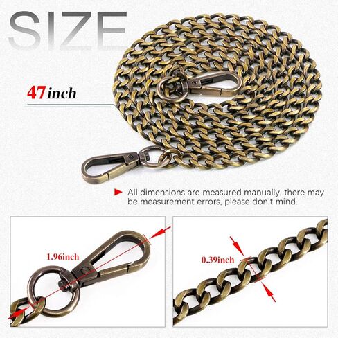 Swpeet 3Pcs Gold Luxury Fashion 47 Inche Replacement Flat Chain Strap with Buckles Set, Perfect for DIY Metal Shoulder Cross Body Bag Hand Bag Purse Replacement in Kuwait